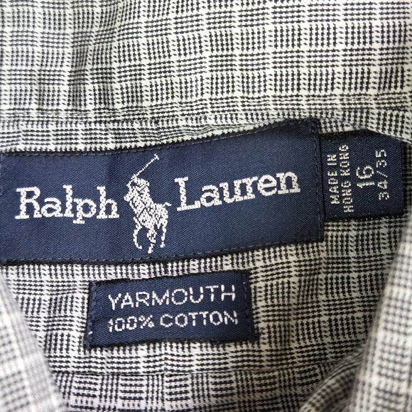 Ralph Lauren Cotton Yarmouth Long Sleeve Dress Shirt Men's Size 16 34/35 Gray - Picture 4 of 6